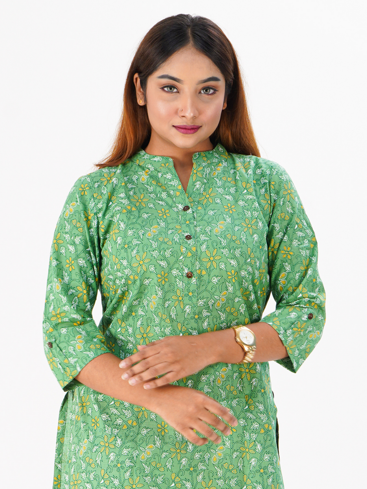 Ladies Kurty Green Nokshi