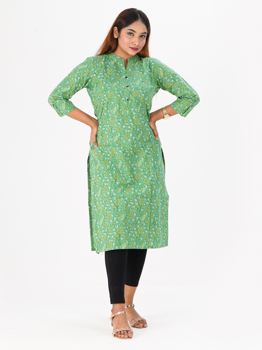 Ladies Kurty Green Nokshi